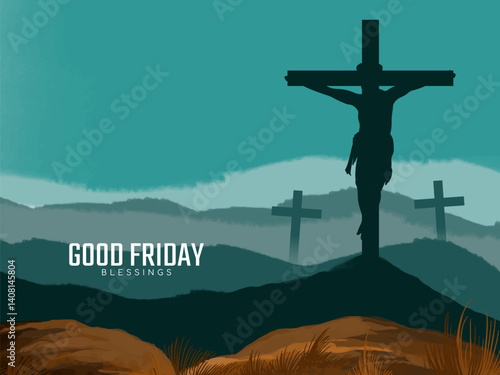 Religious Good Friday scene with jesus cross background design