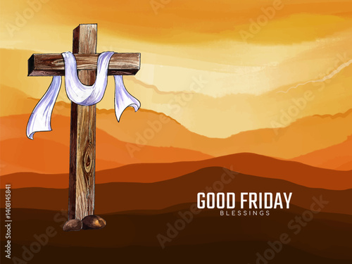 Good Friday scene with cross traditional background
