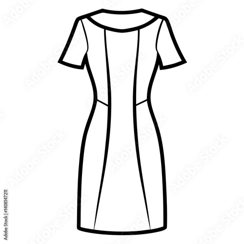 Minimal Sheath Dress Vector Illustration on White Background