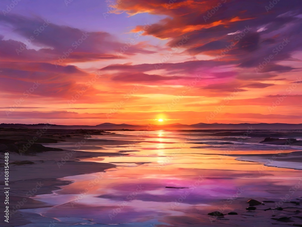 Fototapeta premium Stunning Sunset over the Ocean