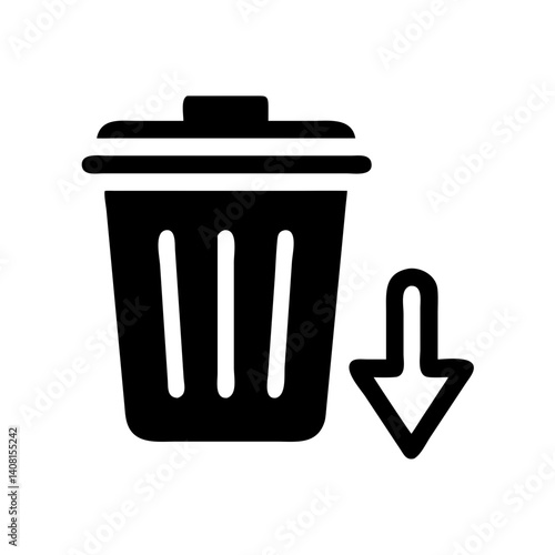 Waste Reduction Icon Depicting Trash Bin with Downward Arrow  