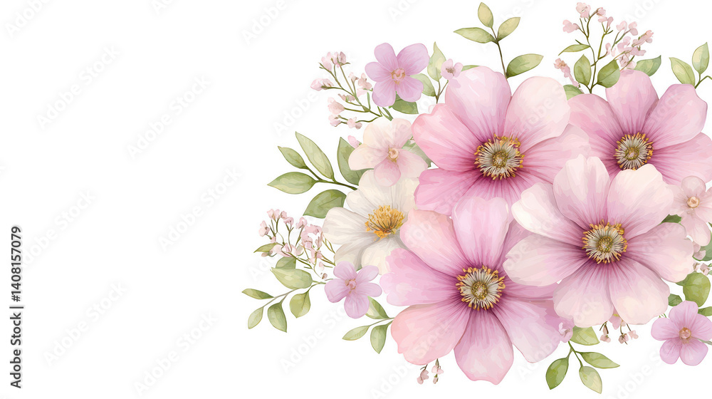 Fototapeta premium Elegant pink flowers on a black background, stunning floral display pink