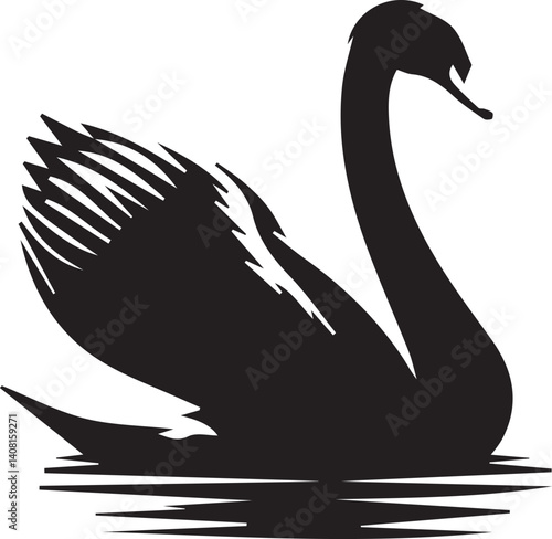 Swan silhouette vector EPS