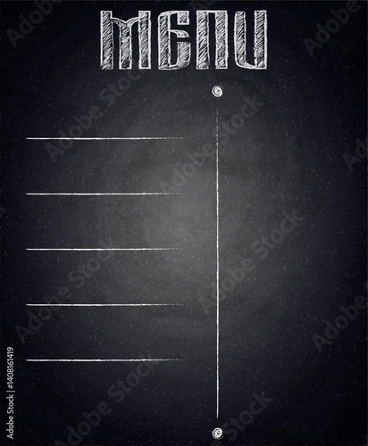 Menu of restaurant on black chalkboard background