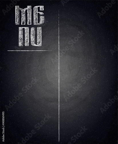 Menu of restaurant on black chalkboard background