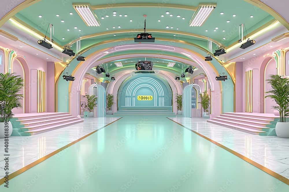 Obraz premium Pastel Hallway Event Space