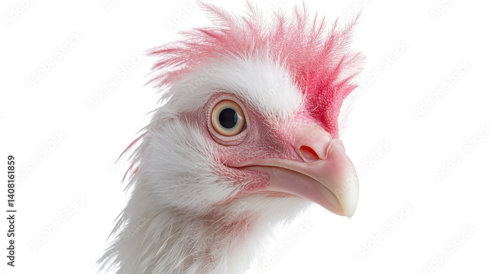 Fototapeta premium Magnificent white bird with a vibrant pink mohawk crest, stunning closeup portrait
