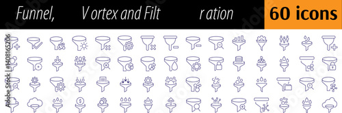 Vortex, Funnel Modern Outline Style Icons for Design, Cards, Apps, Social Networks