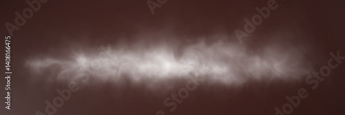 Realistic white smoke or mist effect with soft, swirling patterns on a transparent background. Perfect for overlays and atmospheric designs.	
