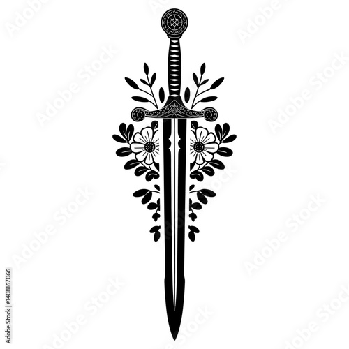 Floral Sword vector illustration