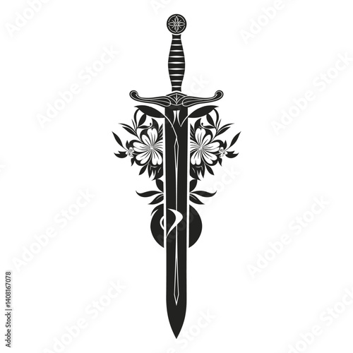 Floral Sword vector illustration