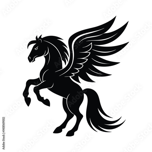 A winged horse silhouette vector art illustration