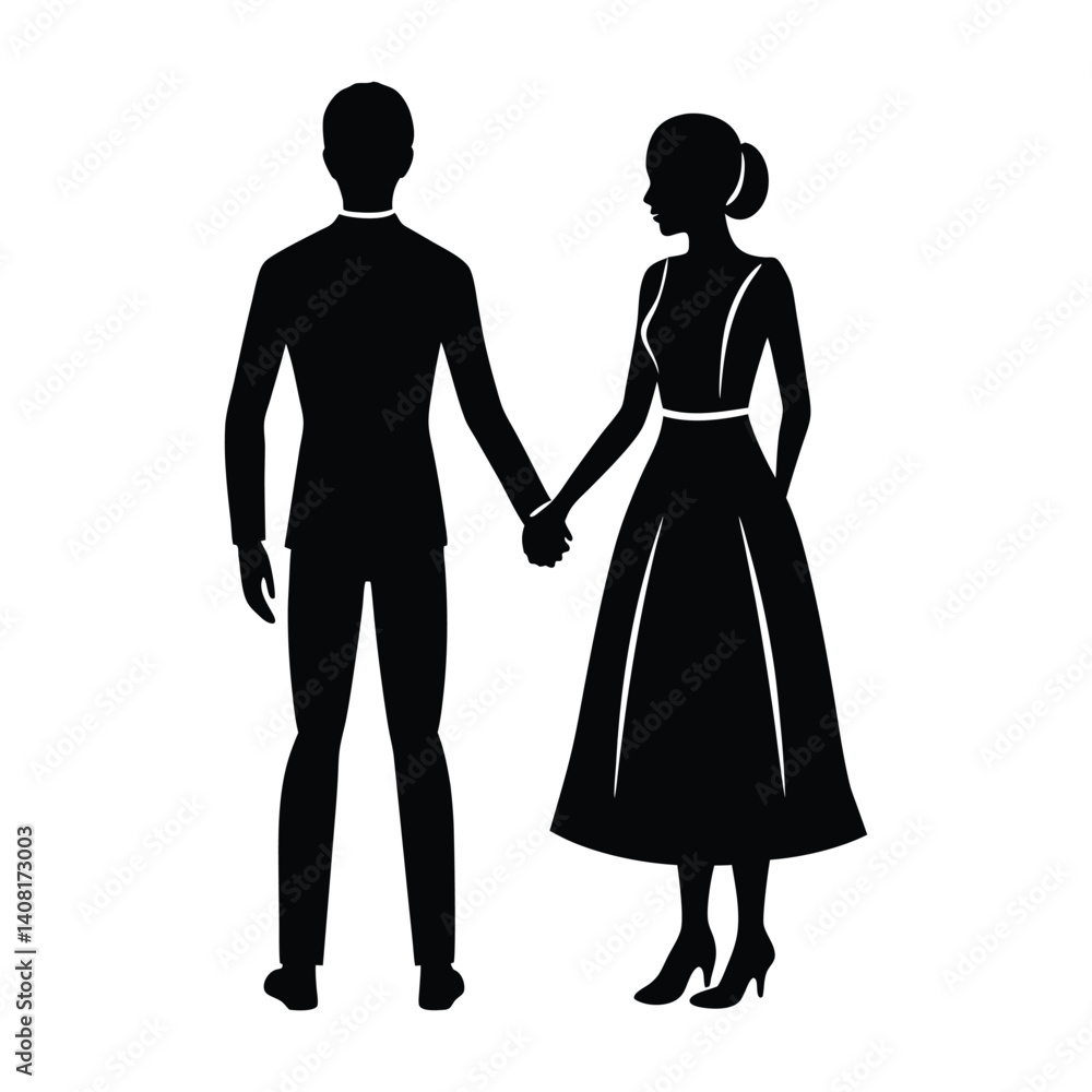 Romantic Silhouette of a Couple Holding Hands Romantic Silhouette of a Couple Holding Hands