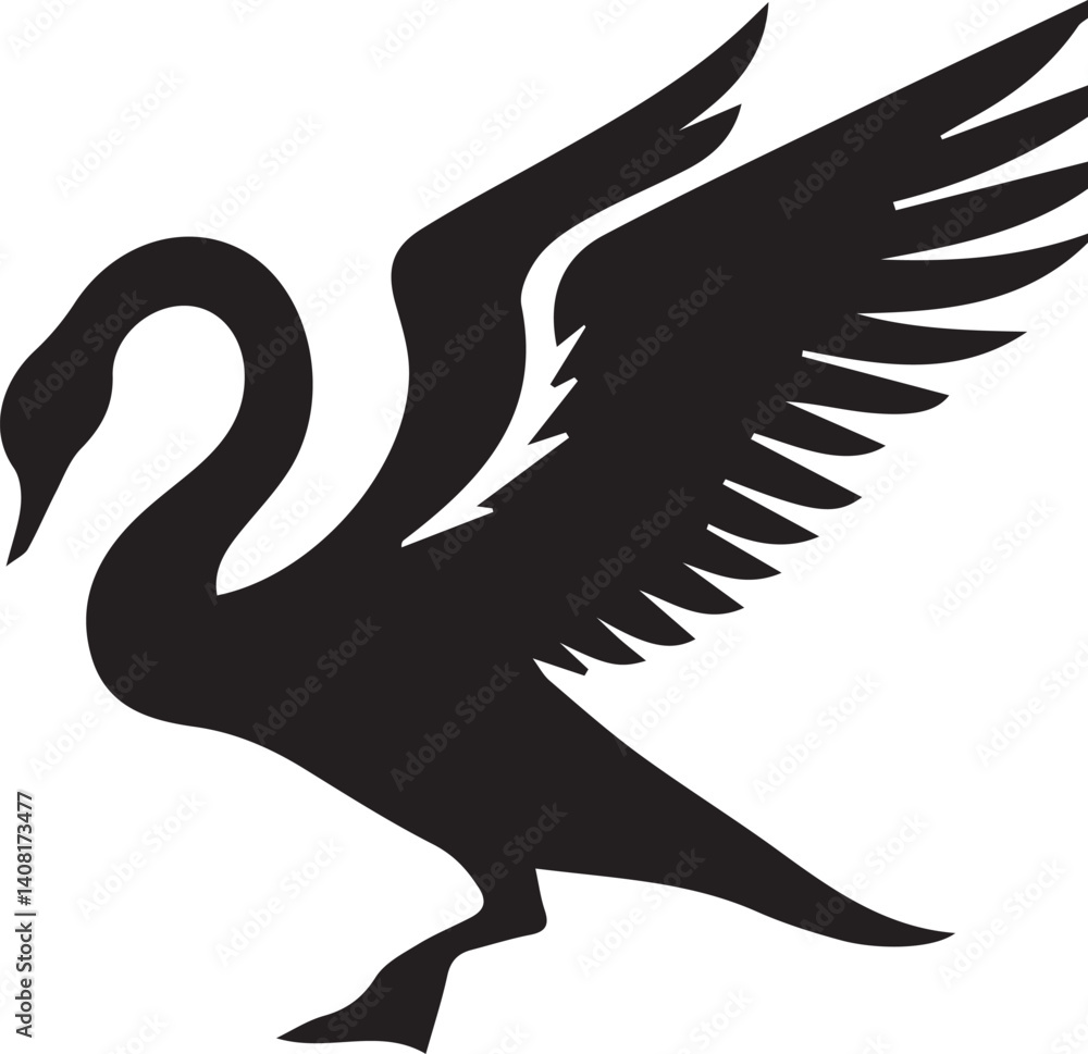 Fototapeta premium Swan silhouette vector EPS