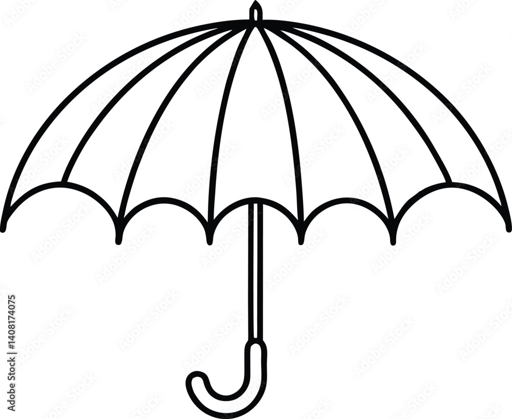 Open Umbrella outline illustration Open Umbrella outline illustration
