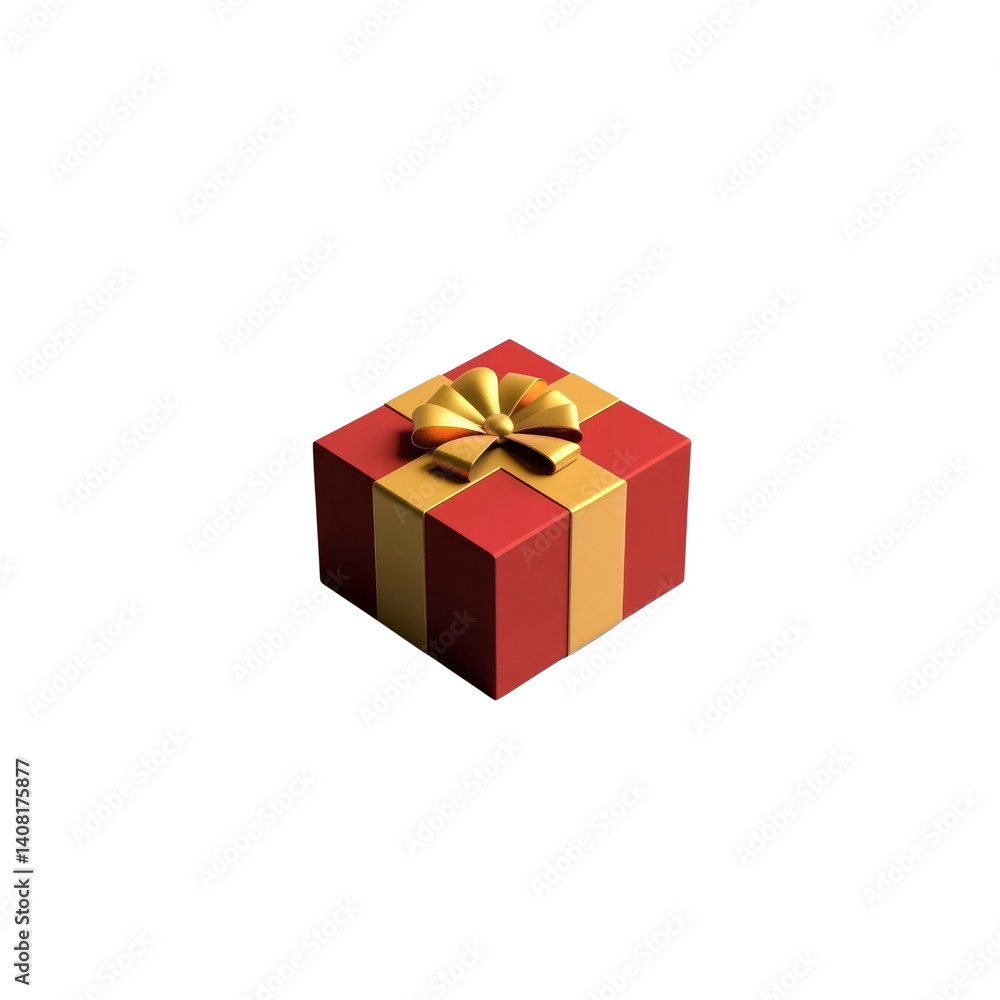 Red and Gold Gift Box with Bow - 3D Render Red and Gold Gift Box with Bow - 3D Render