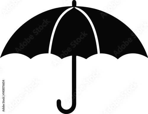 Umbrella  silhouette,Elegant Open Umbrella black  simple vector illustration
