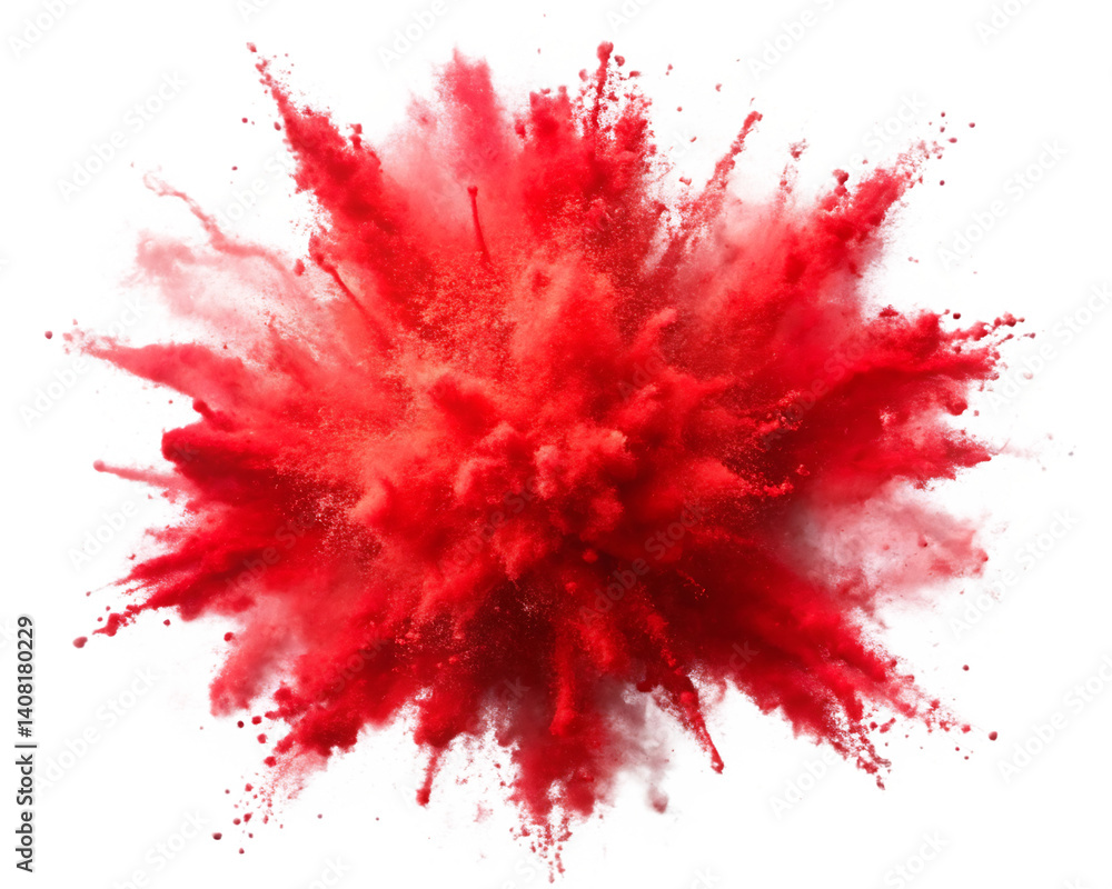 bright red holi paint color powder festival explosion burst isolated on white background bright red holi paint color powder festival explosion burst isolated on white background