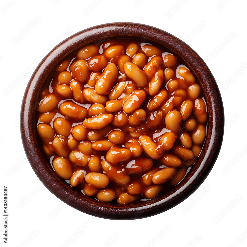A serving of country-style barbecue beans, isolated on a transparent background A serving of country-style barbecue beans, isolated on a transparent background