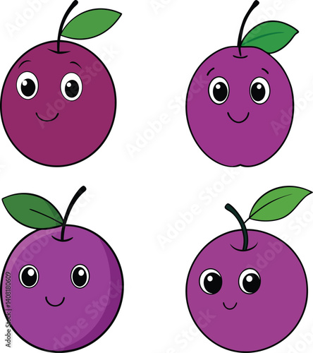 Cute pluot cartoon vector