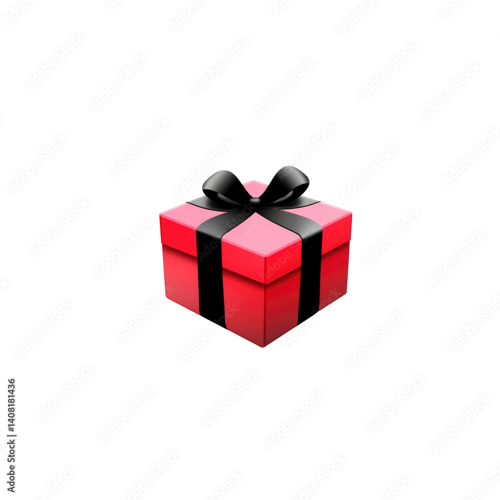 Obraz premium Red Gift Box with Black Ribbon - Present Icon