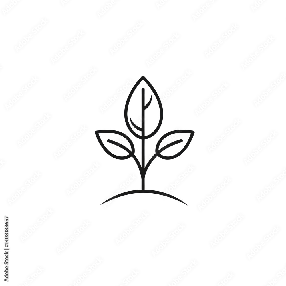 Minimalist Line Art Illustration of a Sprouting Plant Minimalist Line Art Illustration of a Sprouting Plant