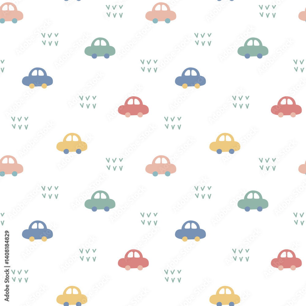 seamless minimal car toy repeat pattern in white background, flat vector illustration graphic design seamless minimal car toy repeat pattern in white background, flat vector illustration graphic design