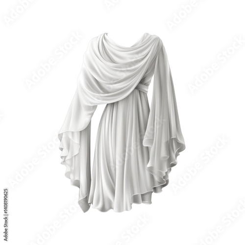 Elegant Grecian White Draped Dress, Ancient Greek Chiton, Classical Robe