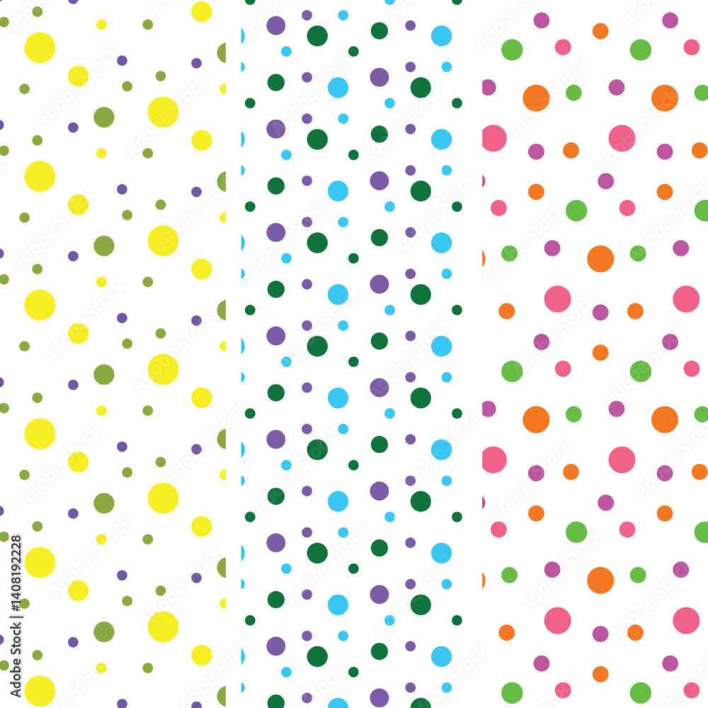 Colorful Polka Dot Seamless Pattern Set Design Colorful Polka Dot Seamless Pattern Set Design