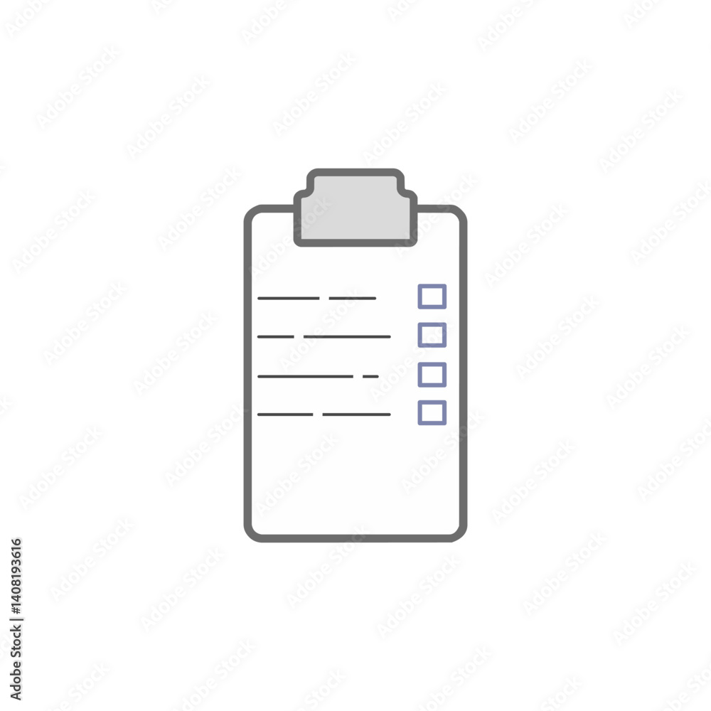 Vector illustration of a checklist on a clipboard with checkboxes and horizontal lines, representing tasks or a to-do list, using clean gray and soft blue tones. Vector illustration of a checklist on a clipboard with checkboxes and horizontal lines, representing tasks or a to-do list, using clean gray and soft blue tones.