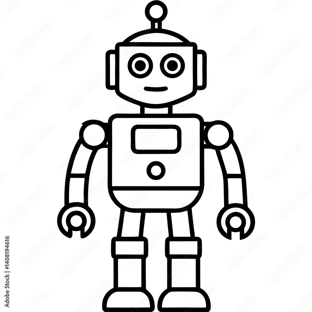 Minimal Smart Robot Vector Illustration on White Background Minimal Smart Robot Vector Illustration on White Background