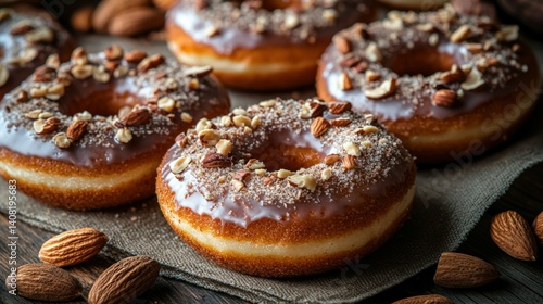 Wallpaper Mural Powdered sucralose with almond meal glazed donuts and nut toppings for a healthy treat Torontodigital.ca