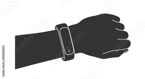 Fitness Tracker Band Wearable Health Monitor Silhouette Vector