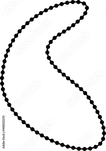 Circular figure with bubbly outer pattern traced by a dotted outline and linked dot flow.
