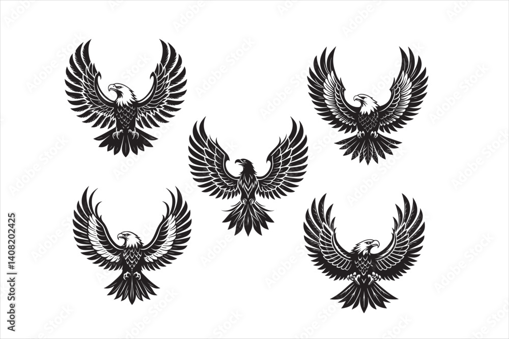 Obraz premium A bold symmetrical silhouette of a majestic eagle.