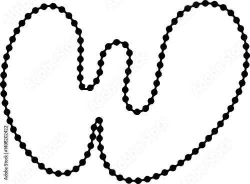 W-shaped dripping outline with an arched base formed by a dotted structure and fluid strokes.