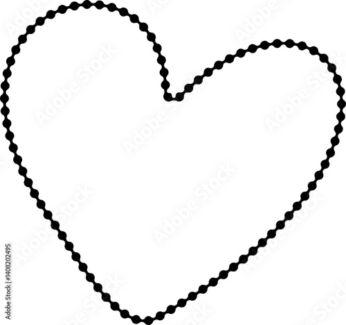 Hollow heart-shaped ring with dynamic dotted contour and continuous organic outline.