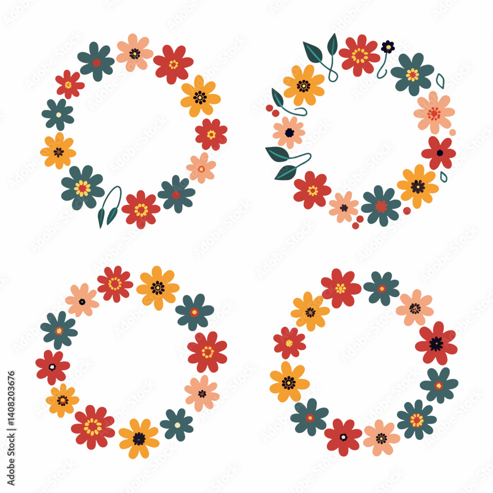 Set Flower wreaths, abstract floral background, abstract floral frame Set Flower wreaths, abstract floral background, abstract floral frame