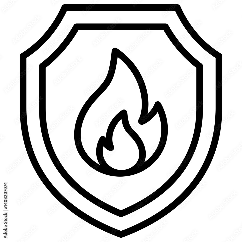 Fire Shield Protection Line Icon Fire Shield Protection Line Icon