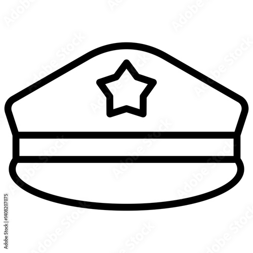 Police Officer Hat Line Icon