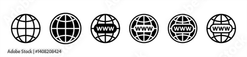 Website Icon. Globe icon set. World icon. Www icons. Vector 10 EPS.