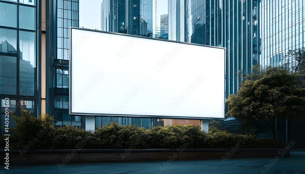 Large Horizontal Blank Billboard Mockup in Front of Urban Building – Digital Light Box Display for OOH Media Advertising (12-Sheet) | Generative AI Large Horizontal Blank Billboard Mockup in Front of Urban Building – Digital Light Box Display for OOH Media Advertising (12-Sheet) | Generative AI