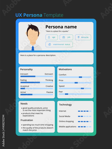 Gradient UX persona template.