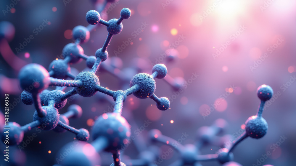 Stunning microscopic view of glucose molecules, showcasing GLP1's structure against a vibrant pink background. Stunning microscopic view of glucose molecules, showcasing GLP1's structure against a vibrant pink background.