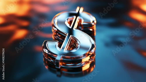 Rotating metallic dollar symbol - financial and exchange rate concept