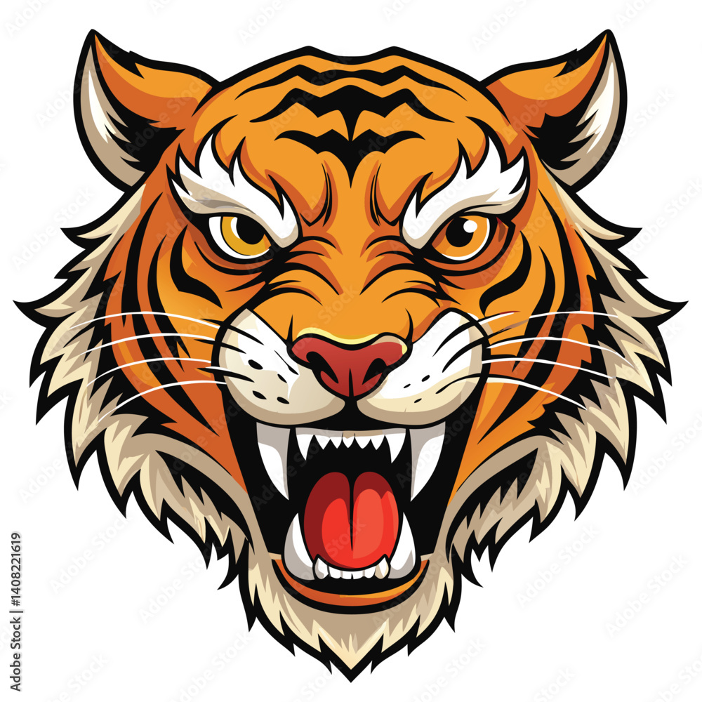 Fototapeta premium Angry tiger head illustration