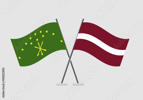 Adygea and Latvia vector flags in geometric 2D vector form