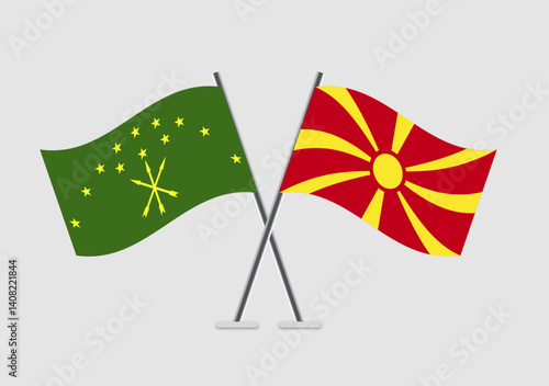 Adygea and Macedonia vector flags in mutual respect layout