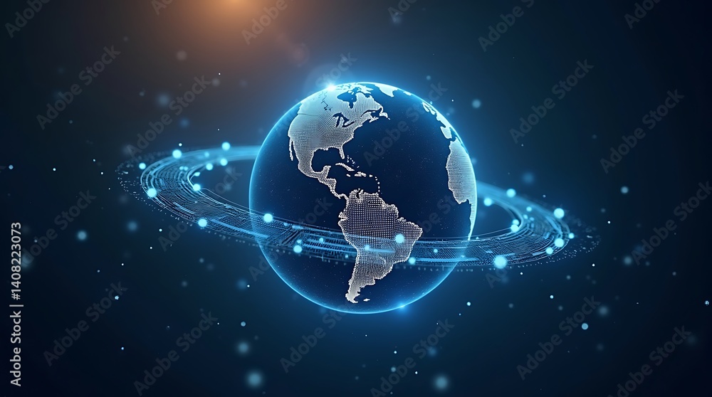 Fototapeta premium abstract technology background with globe