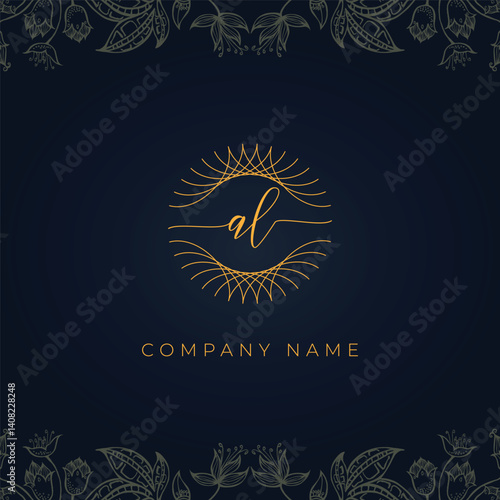 Elegant luxury initial letter AL logo.